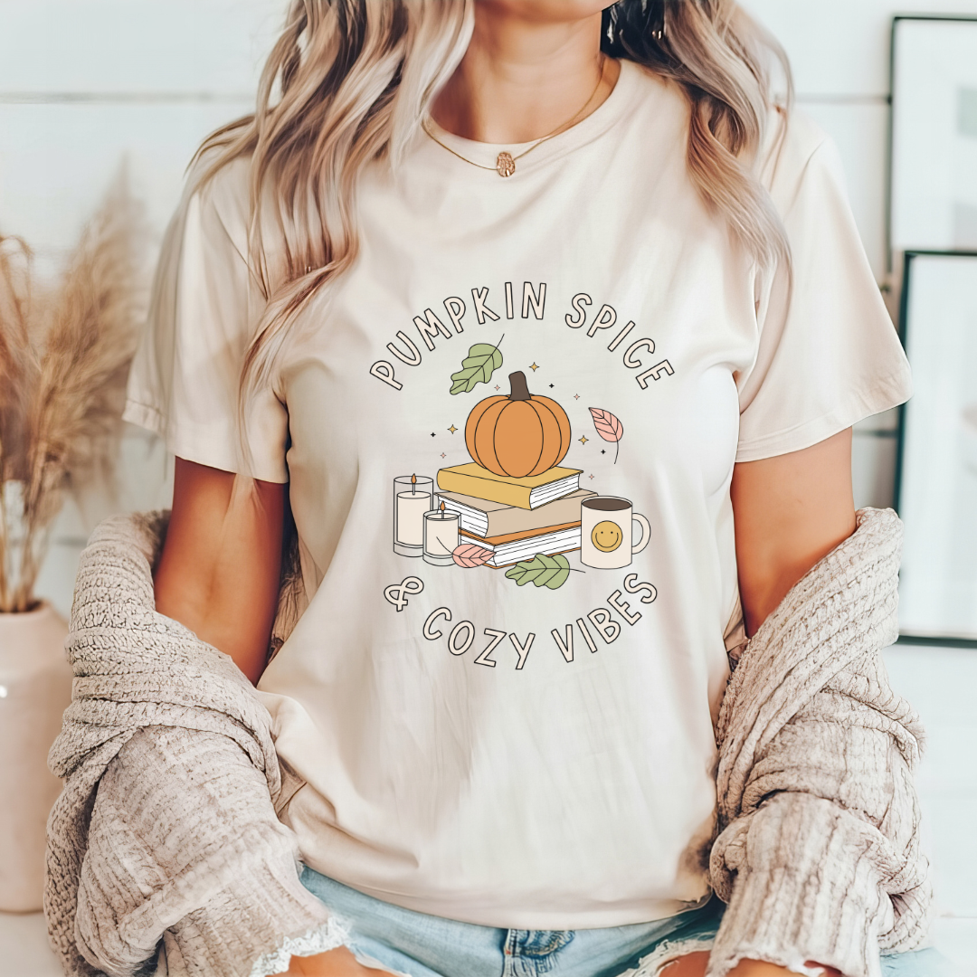 "Pumpkin Spice & Cozy Vibes" Teacher T-shirt