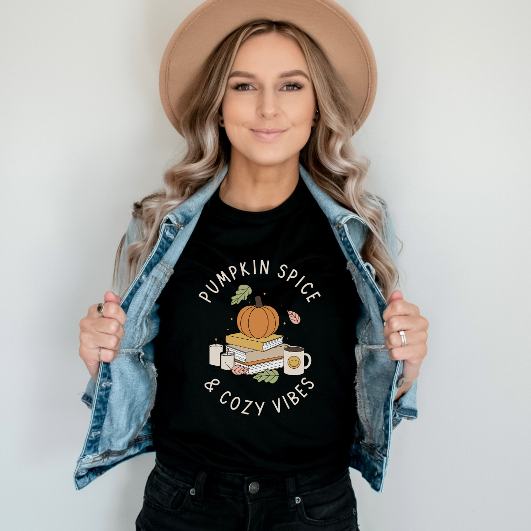 "Pumpkin Spice & Cozy Vibes" Teacher T-shirt