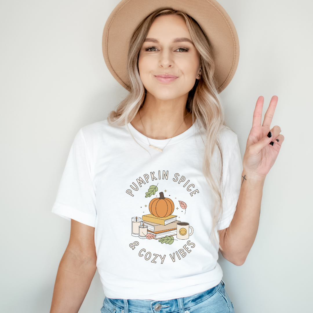 "Pumpkin Spice & Cozy Vibes" Teacher T-shirt