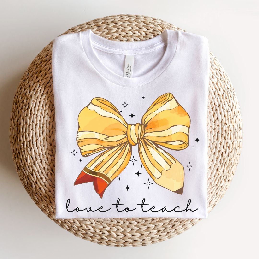 "Love to Teach" Pencil Bow Teacher T-shirt
