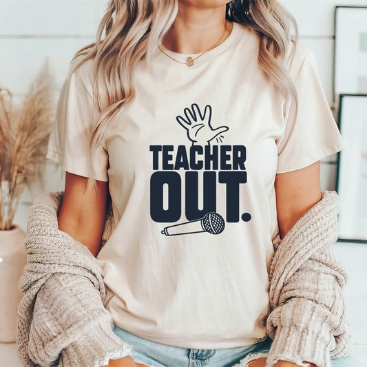 "Teacher Out" Mic Drop Teacher T-shirt