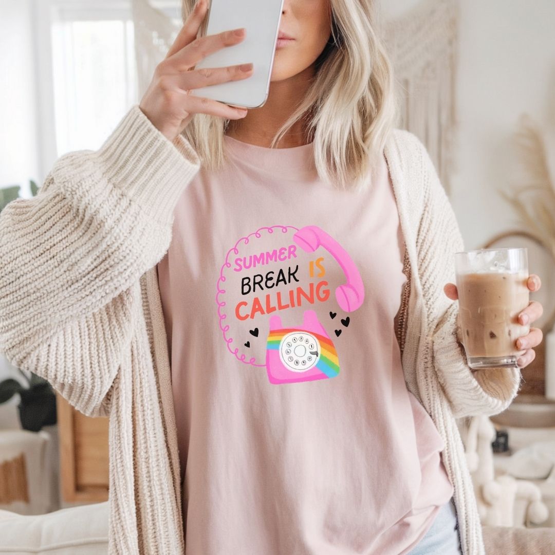 "Summer Break is Calling" Hand-drawn Teacher T-shirt
