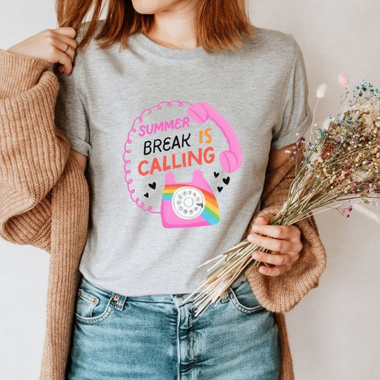 "Summer Break is Calling" Hand-drawn Teacher T-shirt
