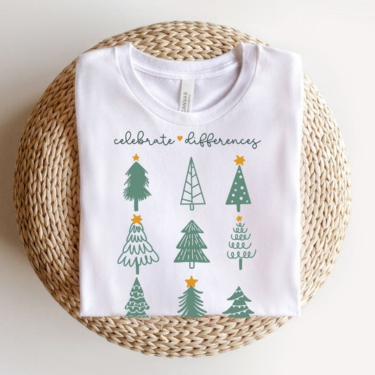 "Celebrate Differences" Christmas Tree Teacher T-shirt