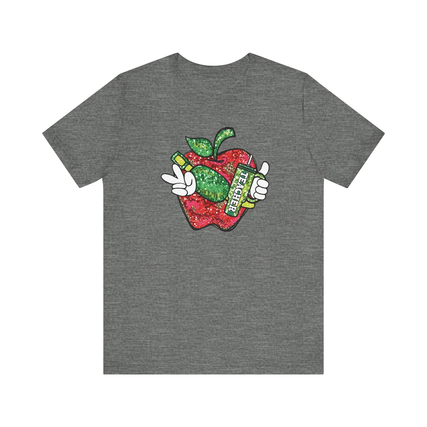 "Glitter Effect Apple" Teacher T-shirt