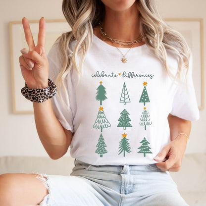 "Celebrate Differences" Christmas Tree Teacher T-shirt