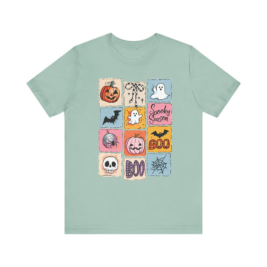 "Halloween Patchwork" Halloween Teacher T-shirt