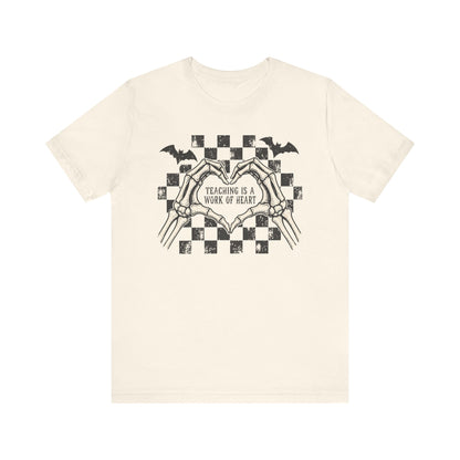 "Teaching is a Work of Heart" Retro Halloween Teacher T-shirt