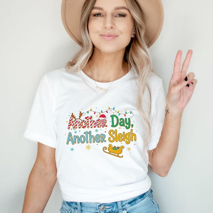 "Another Day, Another Sleigh'" Candy Cane Teacher T-shirt