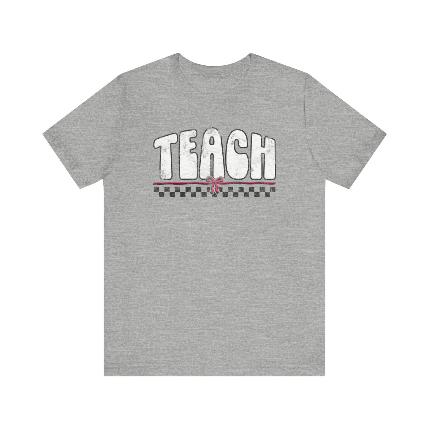 "Distressed Teach with Bow" Vintage Teacher T-shirt