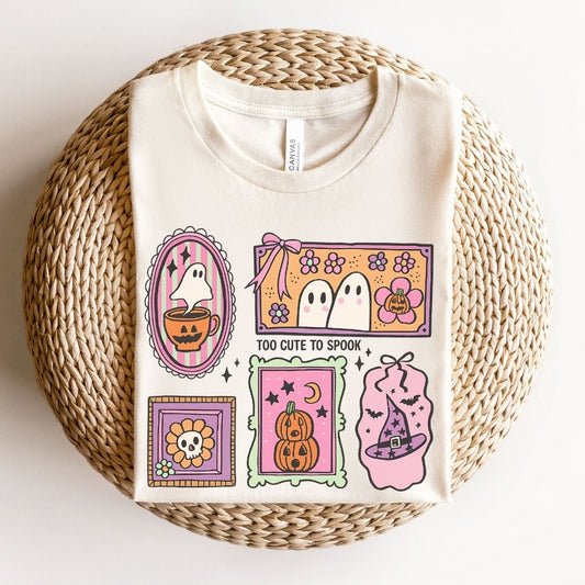 "Too Cute To Spook" Collage Halloween Teacher T-shirt