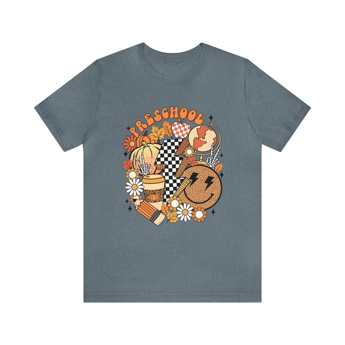 "Fall Retro Preschool" Grade Level Teacher T-shirt