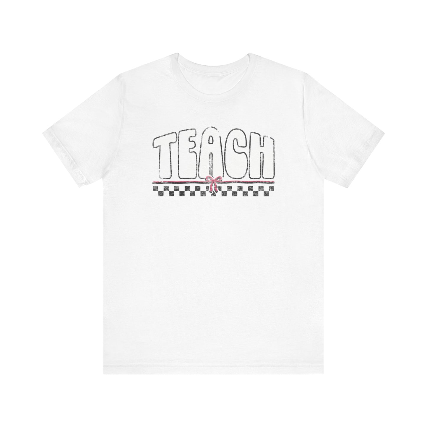"Distressed Teach with Bow" Vintage Teacher T-shirt