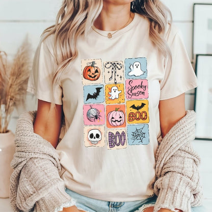 "Halloween Patchwork" Halloween Teacher T-shirt