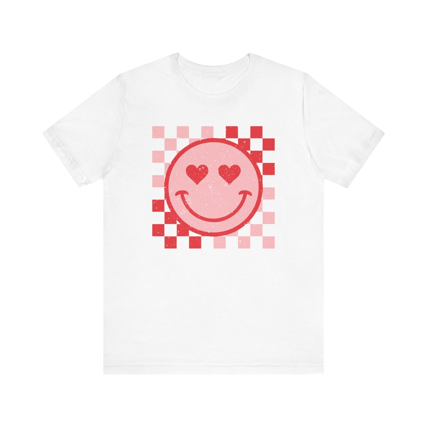 "Heart Eyes Smiley" Distressed Valentine's Teacher T-shirt