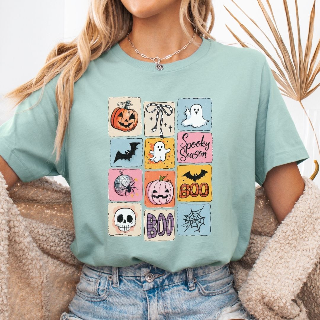 "Halloween Patchwork" Halloween Teacher T-shirt