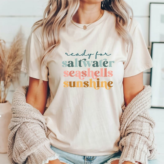 "Saltwater Seashells Sunshine" Teacher T-shirt