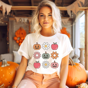 "Flowers & Jack-o-Lanterns" Teacher T-shirt