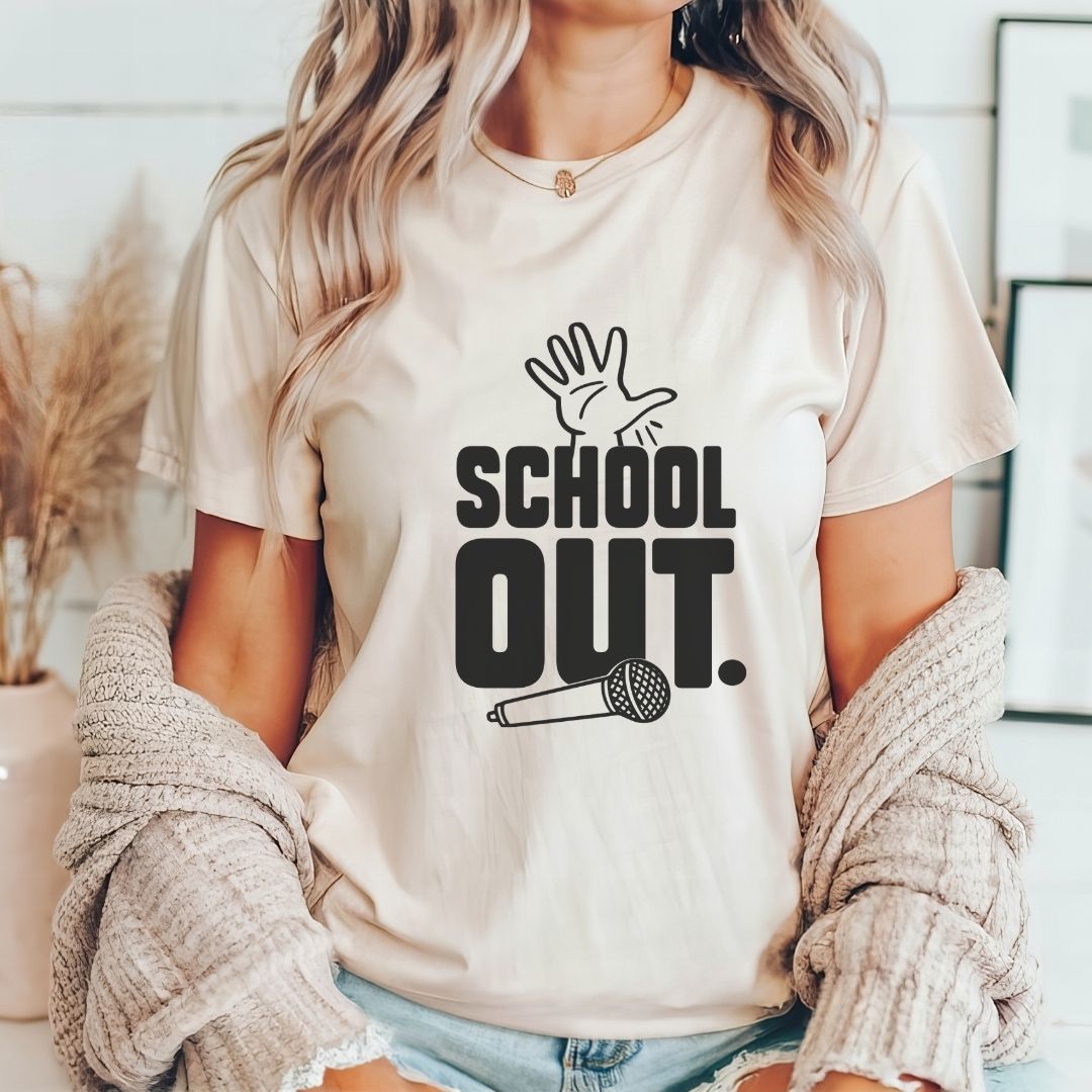 "School Out" Mic Drop Teacher T-shirt