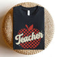 "Checkered Apple Teacher" Distressed Teacher T-shirt