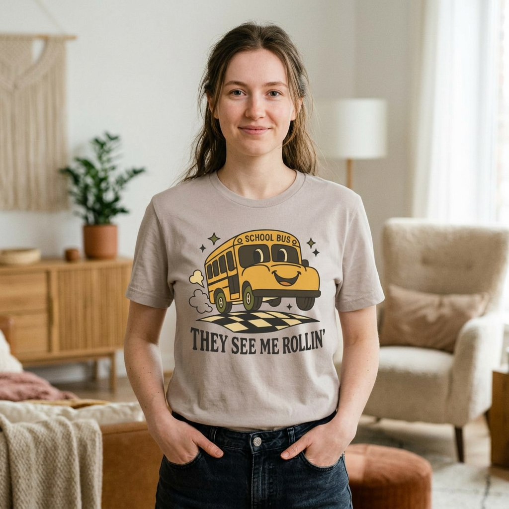 "They See Me Rollin' Bus" Teacher T-shirt
