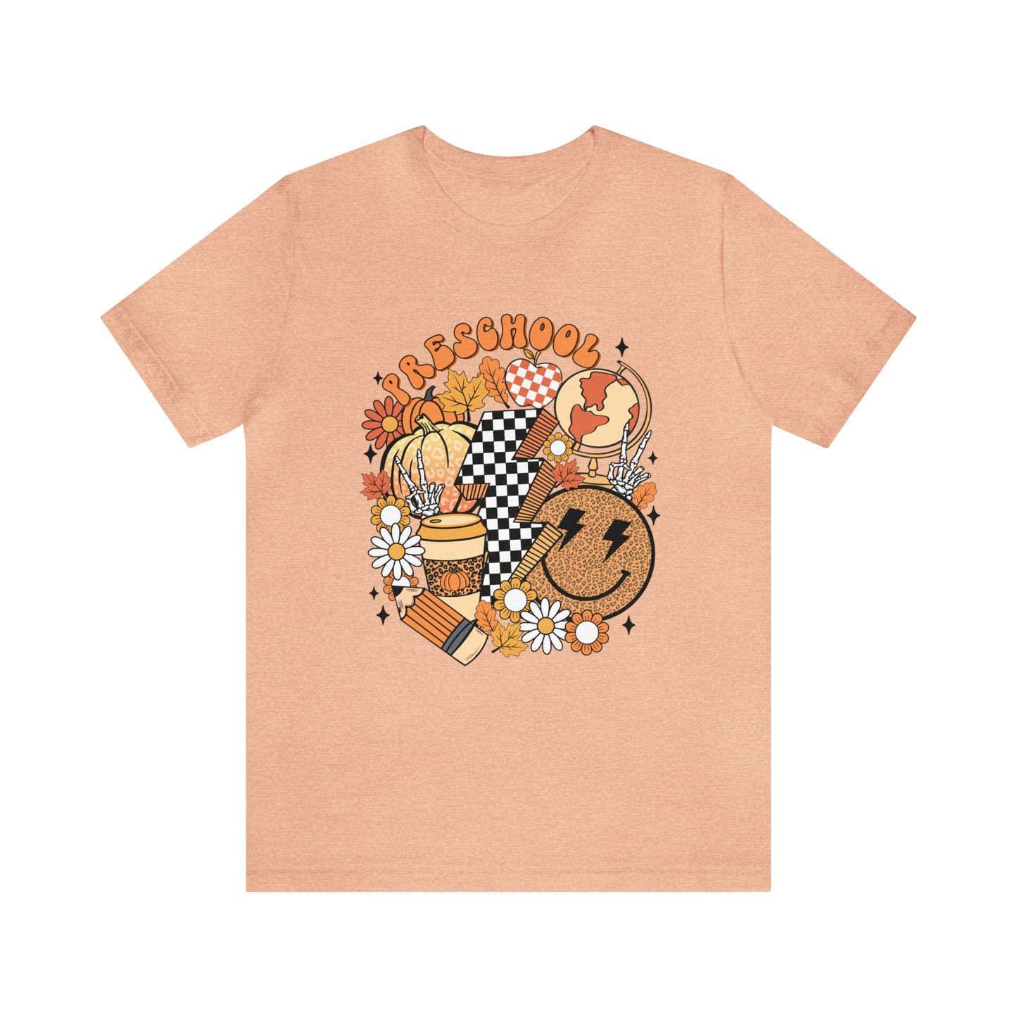 "Fall Retro Preschool" Grade Level Teacher T-shirt