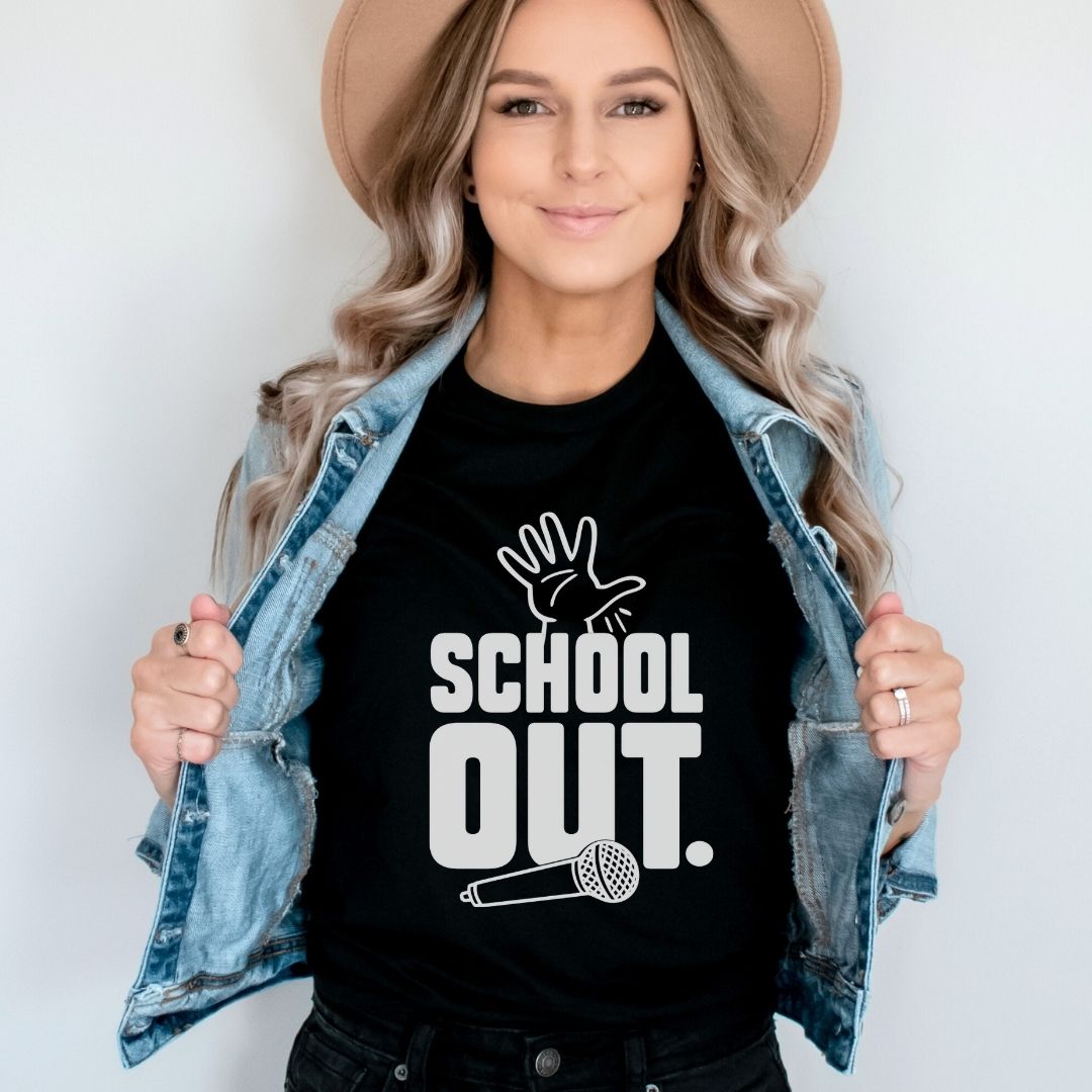 "School Out" Mic Drop Teacher T-shirt