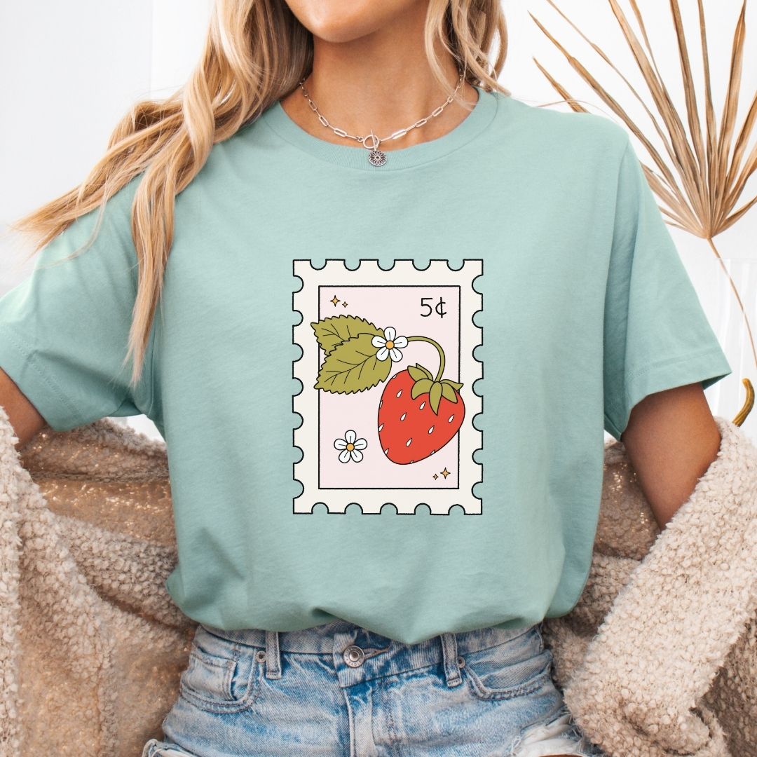 "Strawberry Stamp" Teacher T-shirt