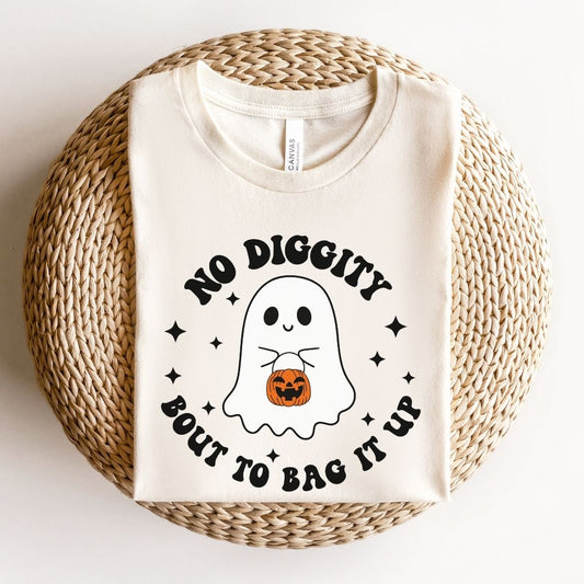 "No Diggity Bout To Bag It Up" Floral Ghost Halloween Teacher T-shirt