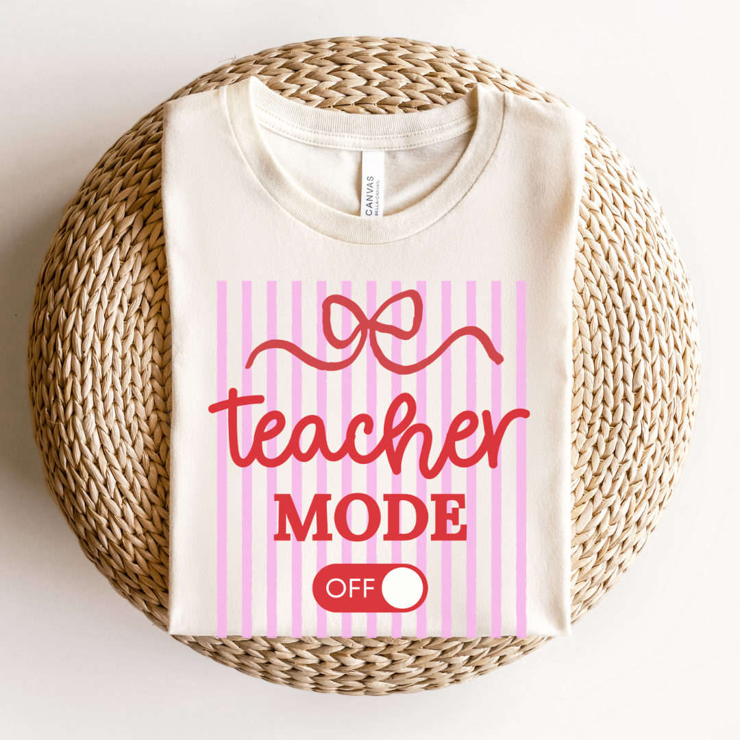 "Teacher Mode Off" Striped Teacher T-shirt
