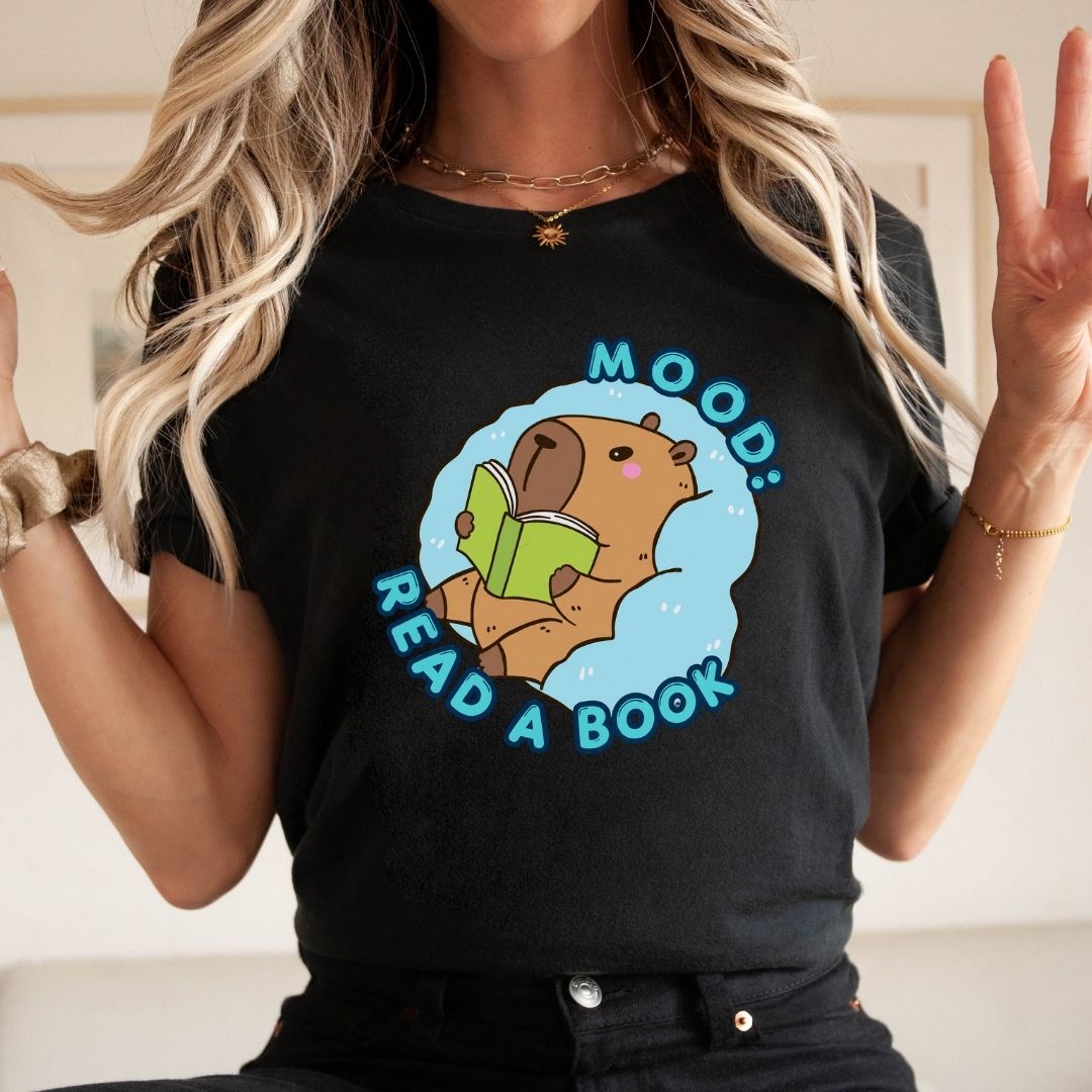 "MOOD: Read A Book" Capybara Teacher T-shirt