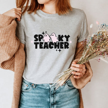 "Spooky Teacher" Block Letter Halloween Teacher T-shirt