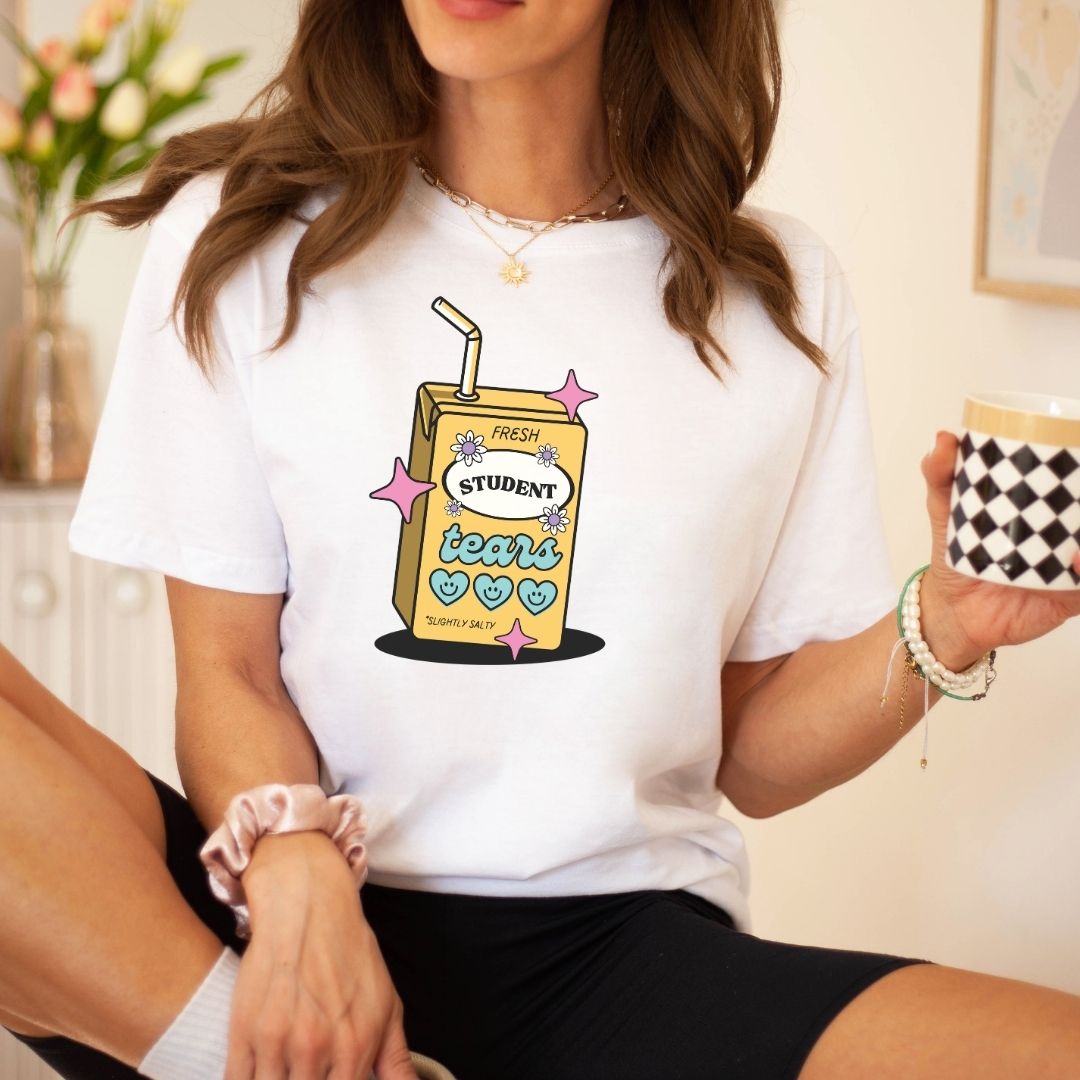 "Fresh Student Tears" Juice Box Funny Teacher T-shirt