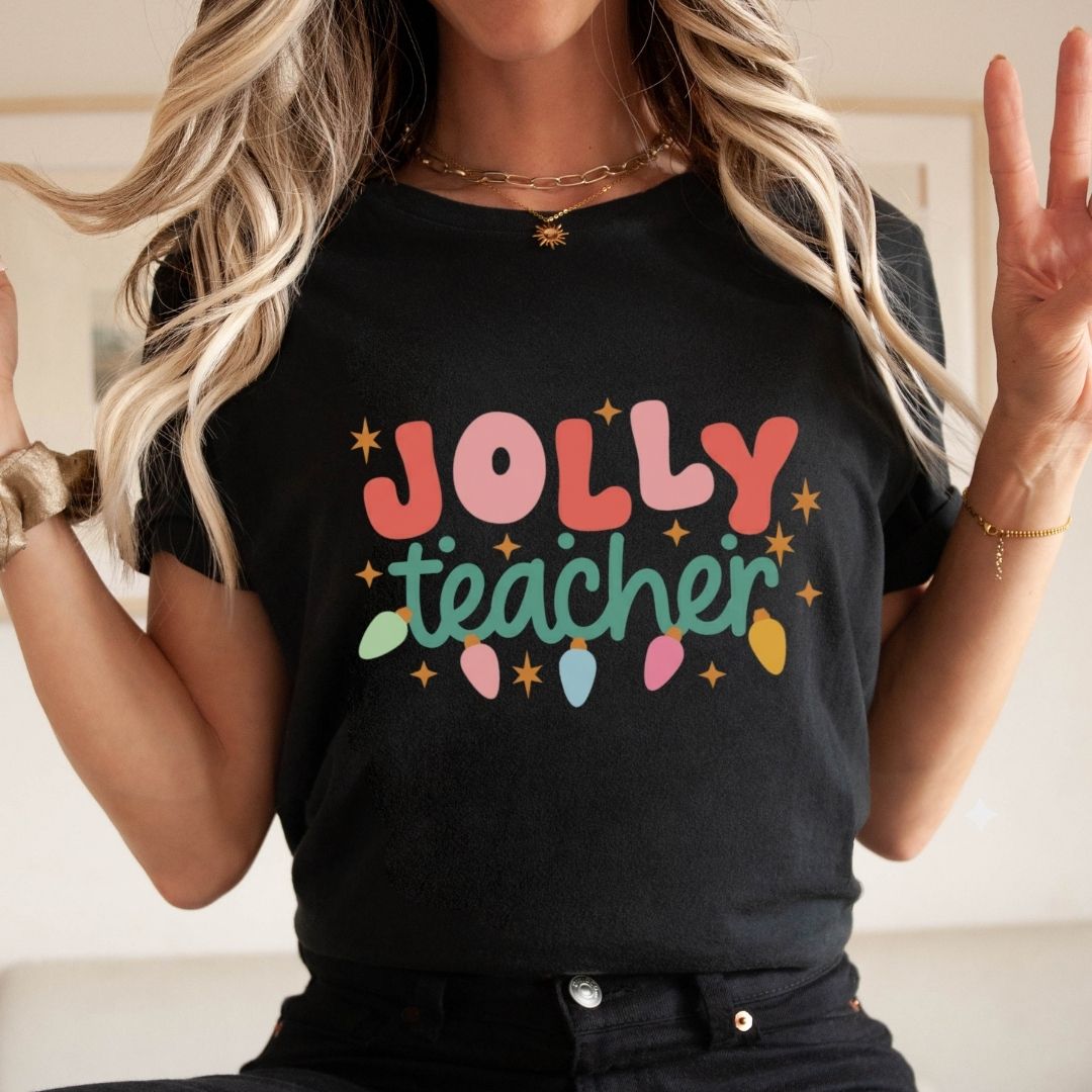 "Jolly Teacher" Festive Teacher T-shirt