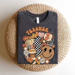 "Fall Retro Teacher" Teacher T-shirt