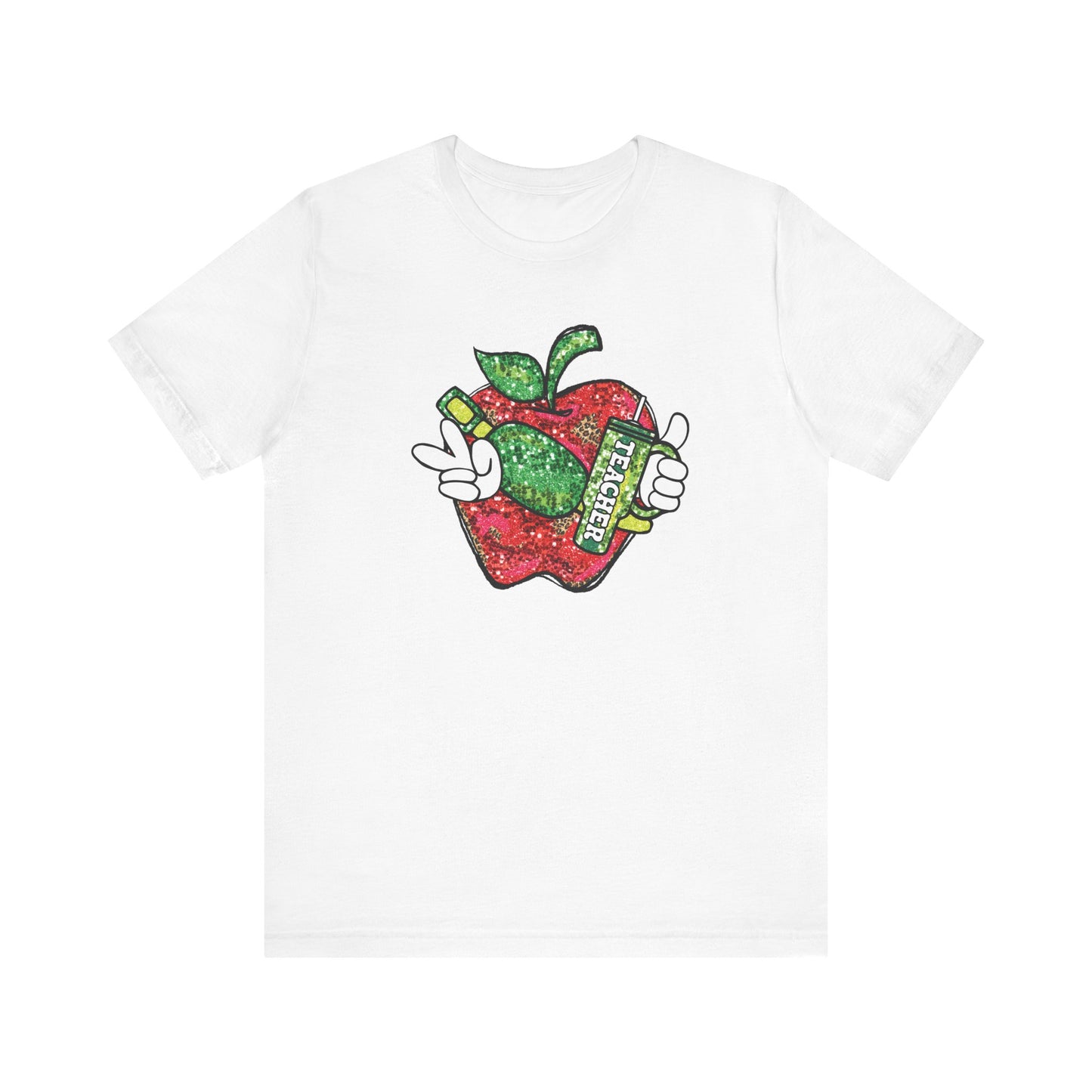 "Glitter Effect Apple" Teacher T-shirt