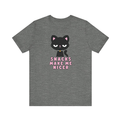 "Snacks Make Me Nicer" Black Cat Teacher T-shirt