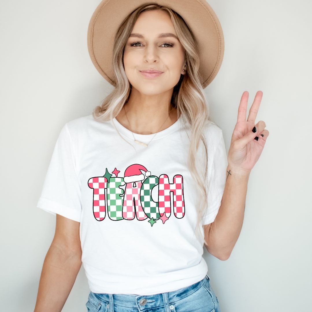 "Teach" Holiday Teacher T-shirt
