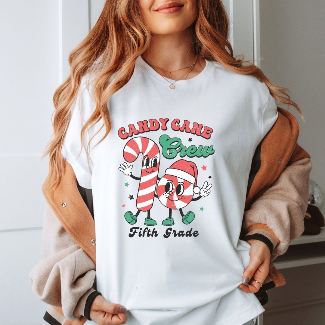 "Candy Cane Crew" Fifth Teacher T-shirt