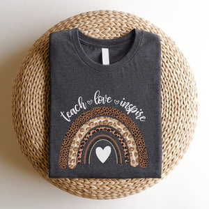 "Teach Love Inspire" Rainbow Teacher T-shirt