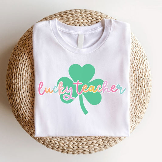 "Lucky Teacher" Shamrock St. Patrick's Day Teacher T-shirt