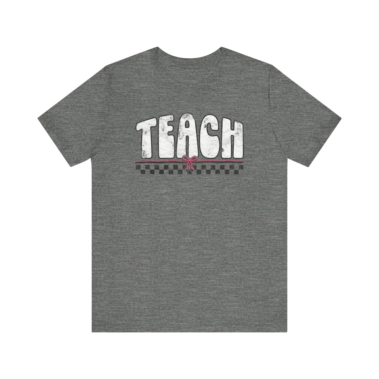 "Distressed Teach with Bow" Vintage Teacher T-shirt