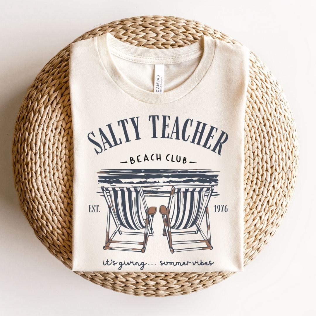 "Salty Teacher Beach Club" Beach Chairs Teacher T-shirt