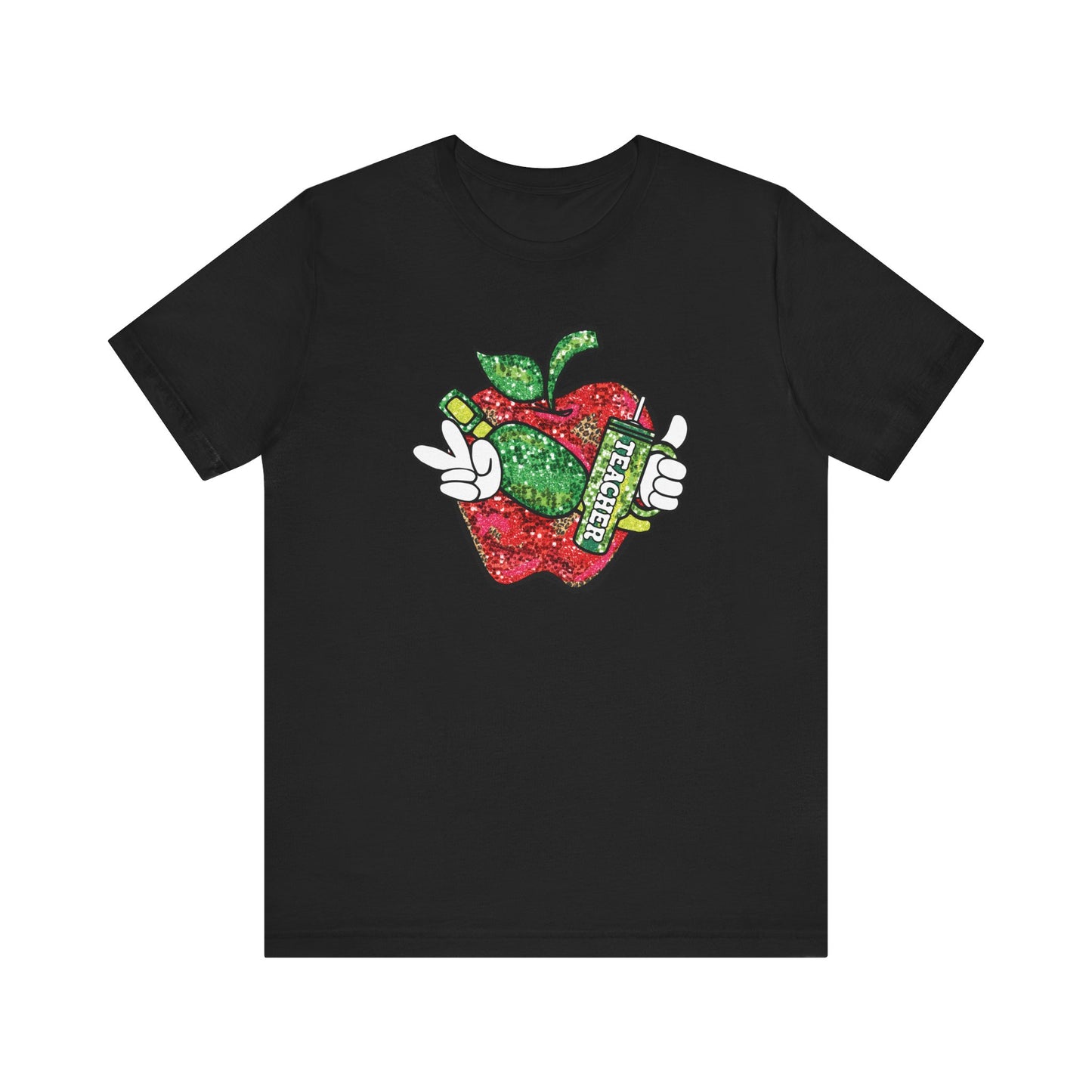 "Glitter Effect Apple" Teacher T-shirt