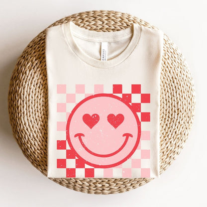 "Heart Eyes Smiley" Distressed Valentine's Teacher T-shirt