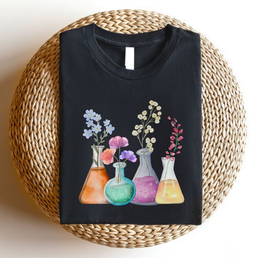 "Flowers in Flasks" Science Teacher T-shirt