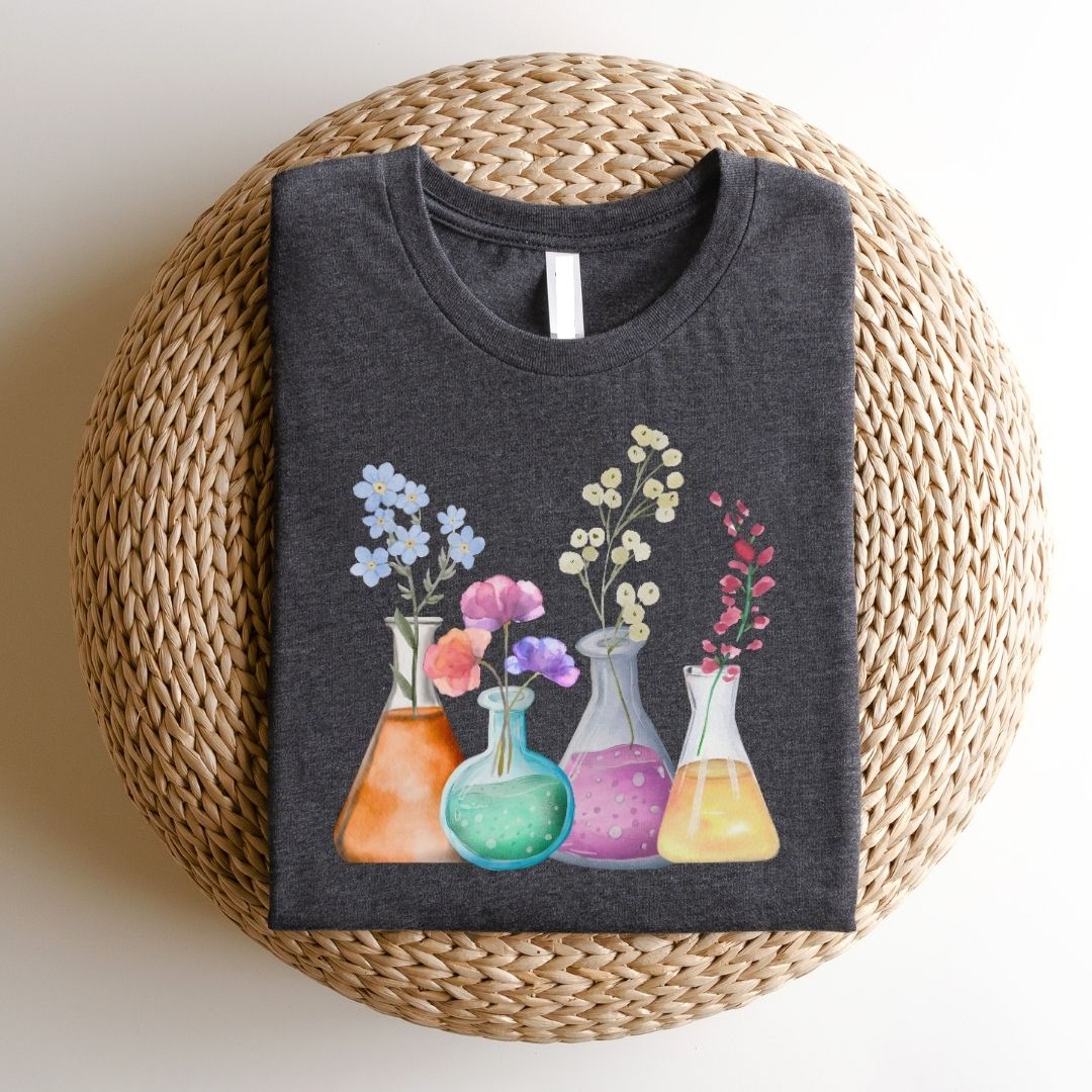 "Flowers in Flasks" Science Teacher T-shirt