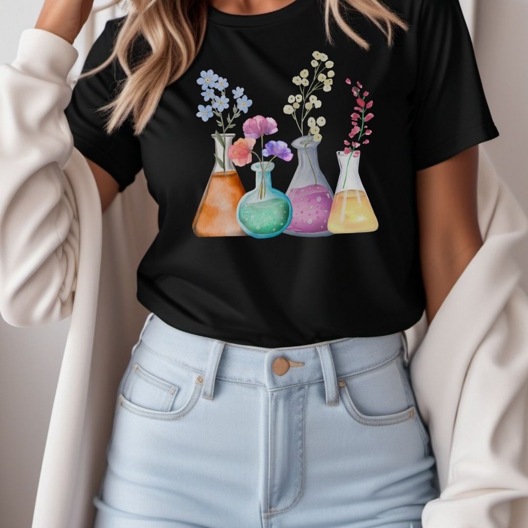 "Flowers in Flasks" Science Teacher T-shirt