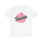 "Checkered Apple Teacher" Distressed Teacher T-shirt