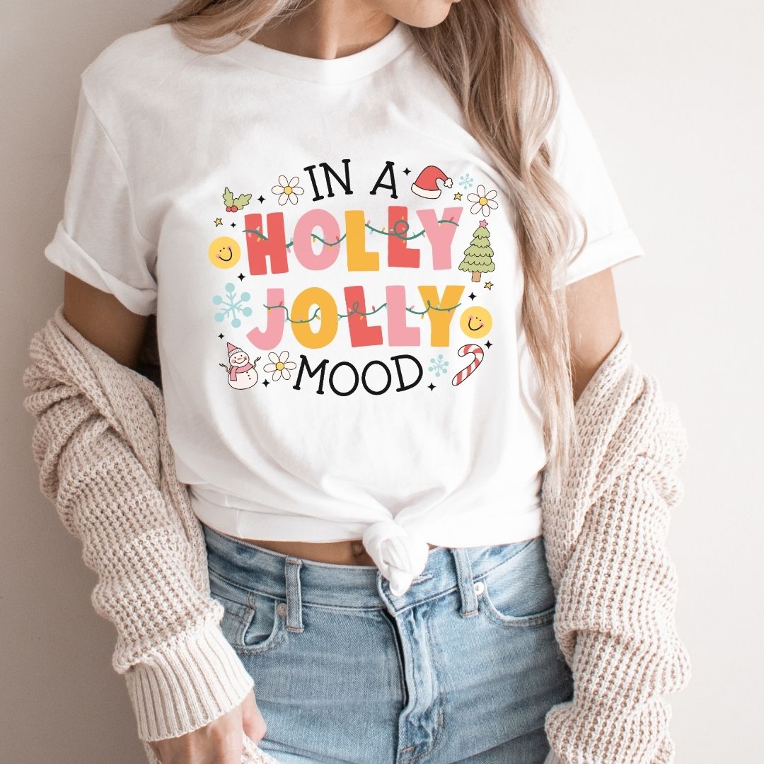"In Holly Jolly Mood" Holiday Teacher T-shirt